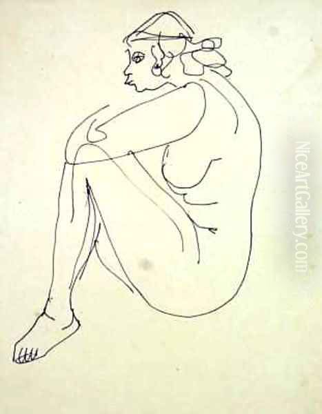 Female Nude Seated Oil Painting by Henri Gaudier-Brzeska