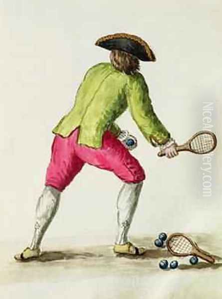 A Man Playing with a Racquet and Balls Oil Painting by Jan van Grevenbroeck