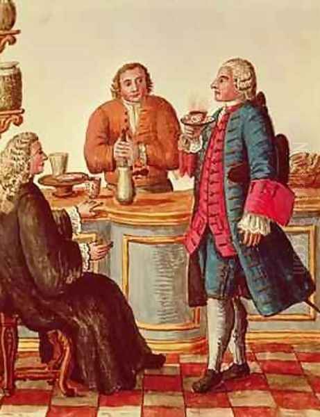 Venetian Noblemen in a Cafe Oil Painting by Jan van Grevenbroeck