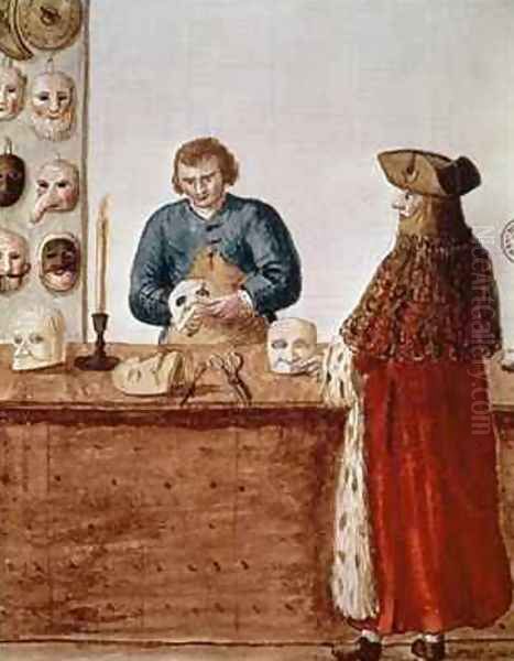 Venetian Mask Shop Oil Painting by Jan van Grevenbroeck