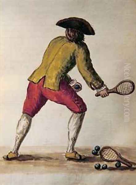 Nobleman playing racquets Oil Painting by Jan van Grevenbroeck