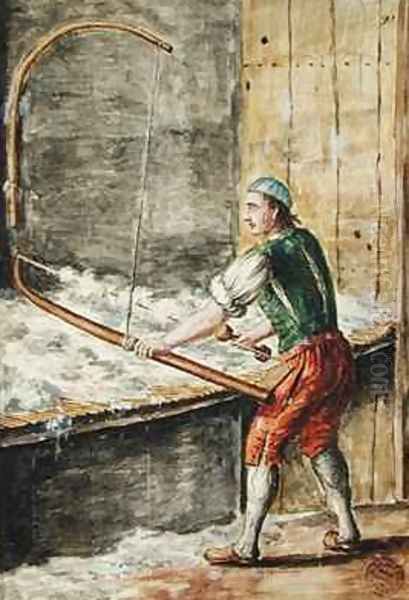 Spinning Cotton Oil Painting by Jan van Grevenbroeck