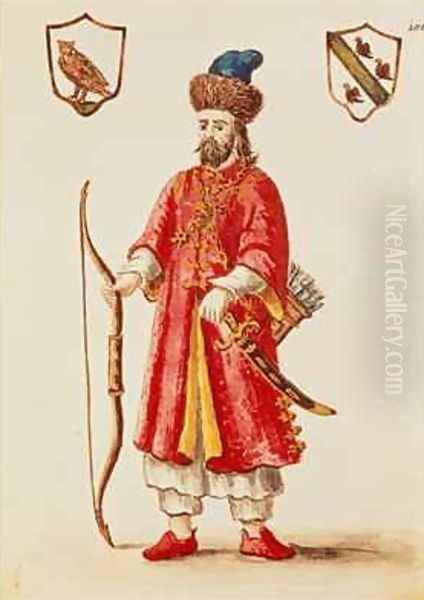 Marco Polo 1254-1324 dressed in Tartar costume Oil Painting by Jan van Grevenbroeck