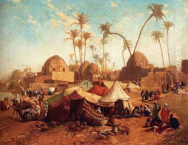 Bedouincamp Oil Painting by Karl Wilhelm Gentz