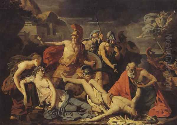 La mort d Hippolyte, suivant le recit de Theramene Oil Painting by Alexandre Charles Guillemot