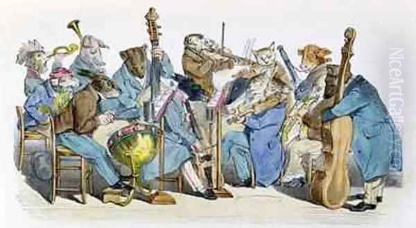 The New Musical Language caricature from Les Metamorphoses du Jour Oil Painting by J. J. Grandville