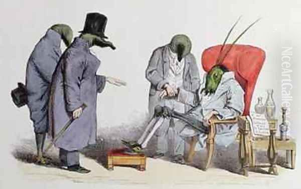 The Leech Doctors Oil Painting by J. J. Grandville