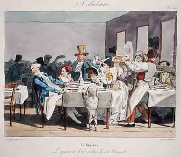 The hundred seater restaurant 5 oclock from Sundays of a Paris Bourgeois by J. J. Grandville