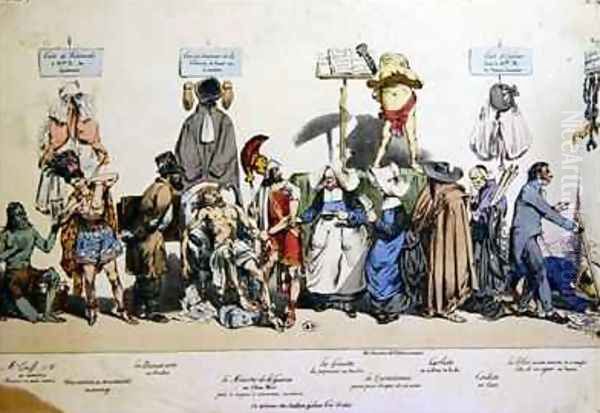 French Society Oil Painting by J. J. Grandville