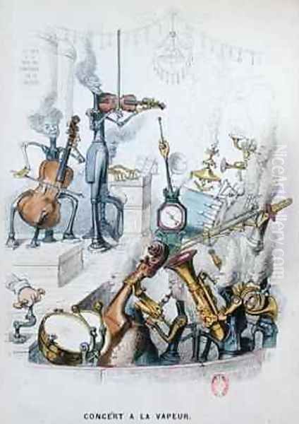 The Steam Concert Oil Painting by J. J. Grandville