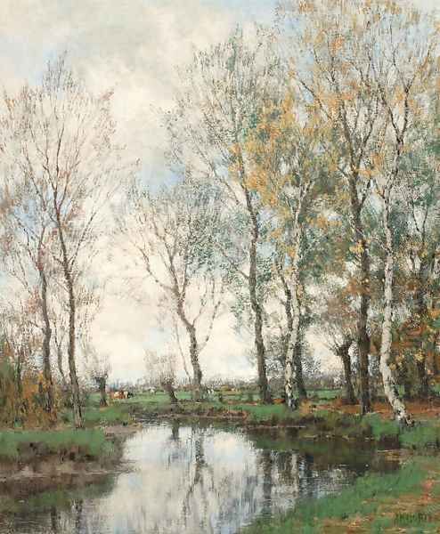 Birches along the Vordense beek Oil Painting by Arnold Marc Gorter