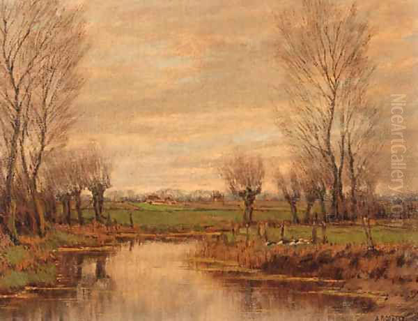 Ducks in a meadow, in spring Oil Painting by Arnold Marc Gorter