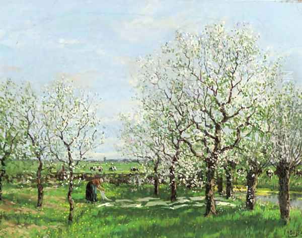 An orchard in spring Oil Painting by Arnold Marc Gorter