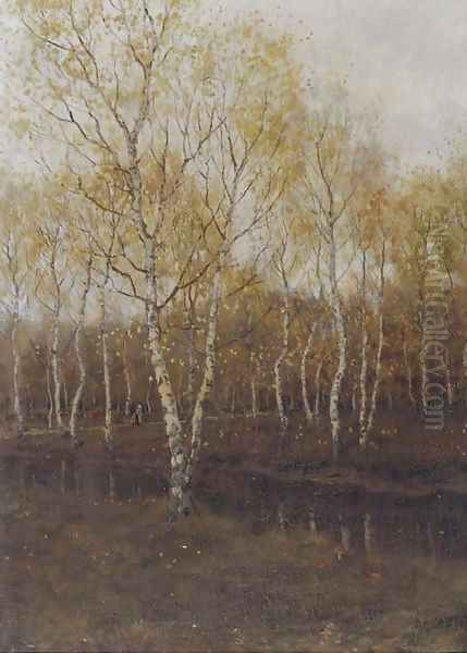 Birch trees in autumn Oil Painting by Arnold Marc Gorter