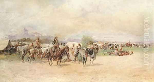 Hombres a Caballo Oil Painting by Baldomer Galofre Gimenez