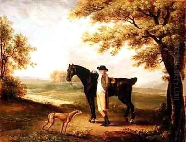 Horse rider and whippet Oil Painting by George Garrard