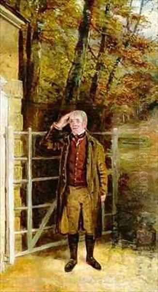 Portrait Sketch of William Wright Gatekeeper at Bramham Park Yorkshire Oil Painting by George Garrard