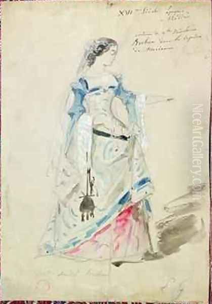 Costume design for Mlle Madeleine Brohant 1833-1900 for the role of Marianne in Les Caprices de Marianne Oil Painting by Eugene Pierre Francois Giraud