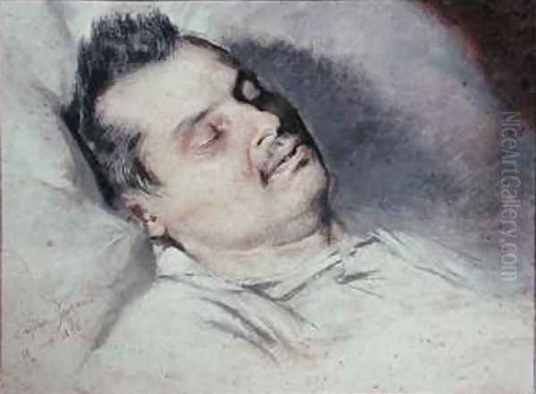 Honore de Balzac 1799-1850 on his Deathbed Oil Painting by Eugene Pierre Francois Giraud