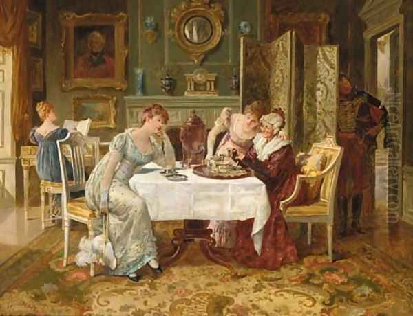 'A Fortune in a Tea Cup' Oil Painting by Henry Gillard Glindoni