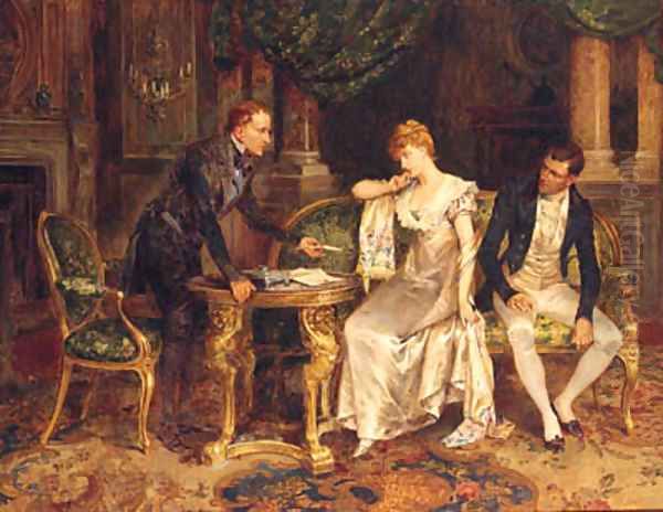 A Difficult Decision Oil Painting by Henry Gillard Glindoni