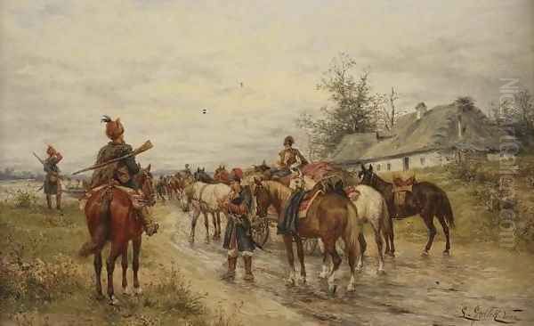 Cossacks II Oil Painting by Ludwik Gedlek