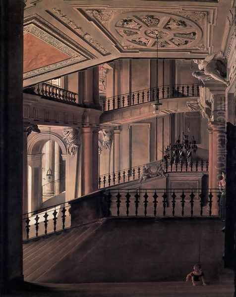 Staircase in the Berlin Palace 1828 Oil Painting by Eduard Gartner