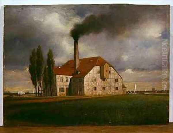 Ceramics Factory belonging to Ernst March Sophienstrasse Charlottenburg Berlin Oil Painting by Eduard Gartner