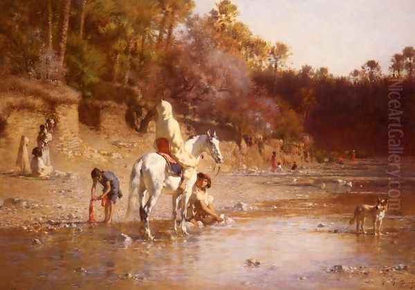 La Riviere A El-Katara (The River at El-Katara) Oil Painting by Gustave Achille Guillaumet