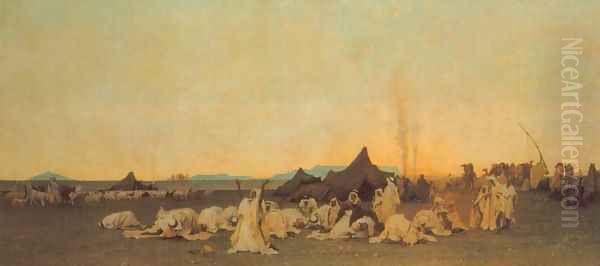 Evening Prayer in the Sahara Oil Painting by Gustave Achille Guillaumet