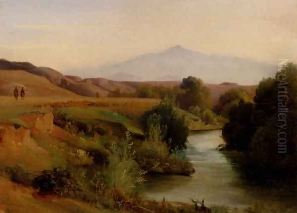 A View Of The Roman Campagna Oil Painting by Jean-Baptiste-Adolphe Gibert