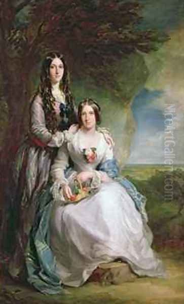 Lady Adeliza Manners and Lady Mary Foley Oil Painting by Sir Francis Grant