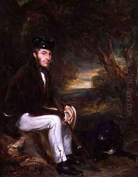 Portrait of a Man Out Shooting with his Dog Oil Painting by Sir Francis Grant