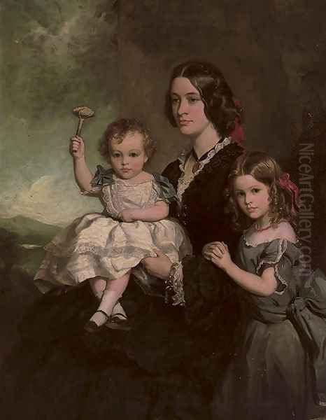 Portrait of Mrs James Beech, Alice Mary Beech and Rowland John Beech Oil Painting by Sir Francis Grant