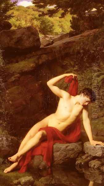 Narcissus Oil Painting by Adolf Joseph Grass