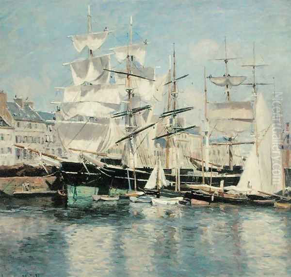 Squared Riggers in Le Havre Oil Painting by Johannes Grimelund