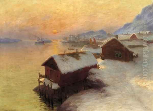 Shipping off the Lofoten Islands Oil Painting by Johannes Grimelund