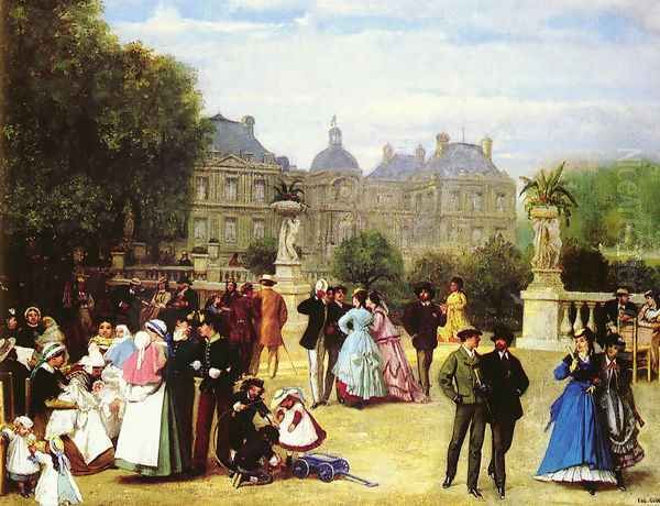 In The Luxembourg Gardens, Paris Oil Painting by Louis Theodore Eugene Gluck