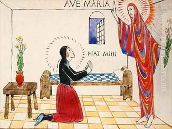 Annunciation Oil Painting by Eric Gill