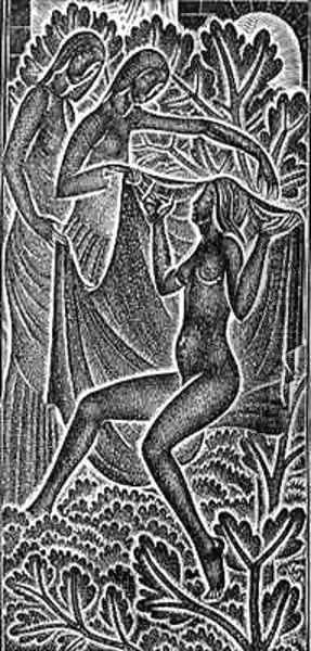 I am Black but Comely Oil Painting by Eric Gill