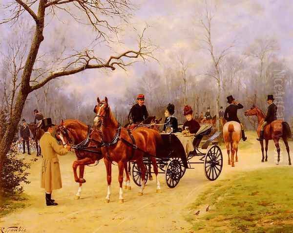 Rendez-vous at the Meet Oil Painting by Jean Richard Goubie