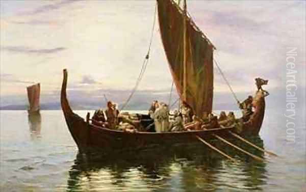 The Last Voyage of the Viking Oil Painting by Robert Gibb