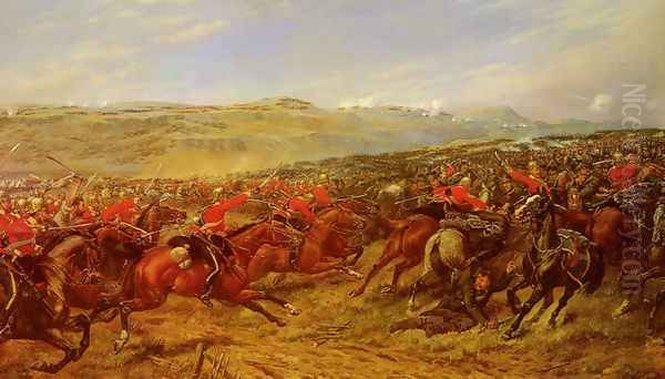 The Charge Of The Heavy Brigade Oil Painting by G.D. Giles