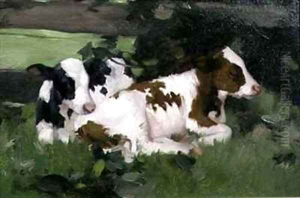 Ayrshire Calves Oil Painting by David Gauld