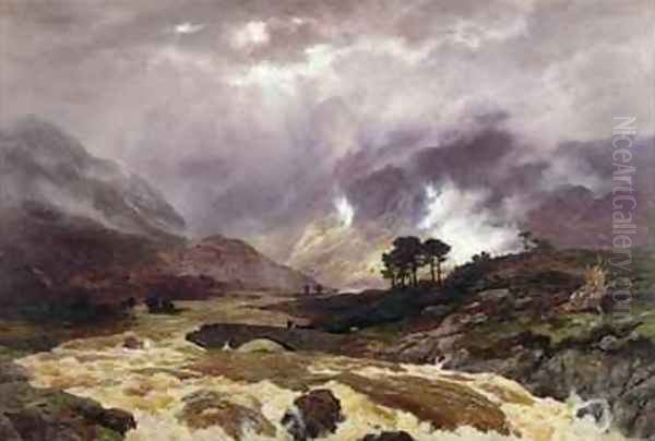 A Spate in the Highlands Oil Painting by Peter Graham