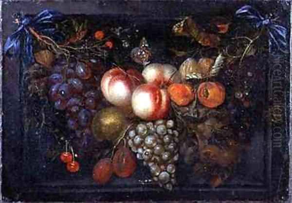 Still Life of Fruit in a Stone Niche Oil Painting by Jan Pauwel Gillemans The Elder