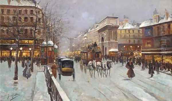 Paris in the snow Oil Painting by Fausto Giusto