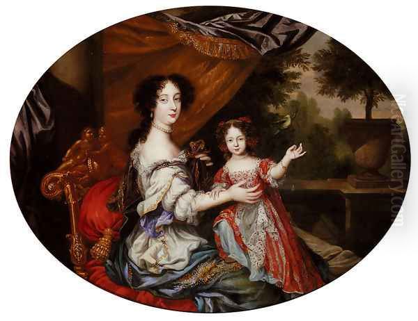 Portrait Of Barbara Villiers, Countess Of Castlemaine (1640-1709), And Her Daughter, Lady Charlotte Fitzroy, Countess Of Lichfield Oil Painting by Henri Gascars