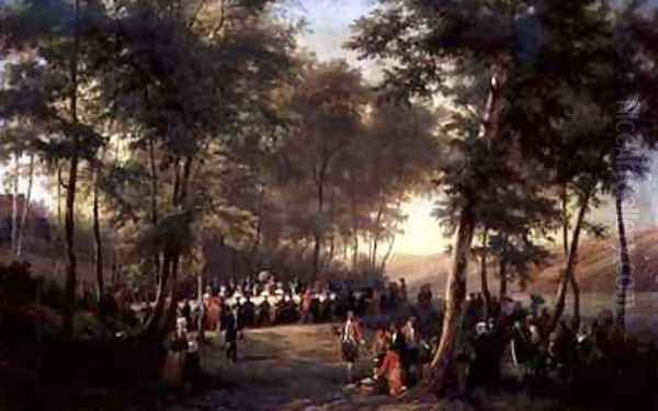 Lunch Given by Louis Philippe 1773-1850 for Queen Victoria 1819-1901 in the Forest of Eu Oil Painting by Karl Girardet