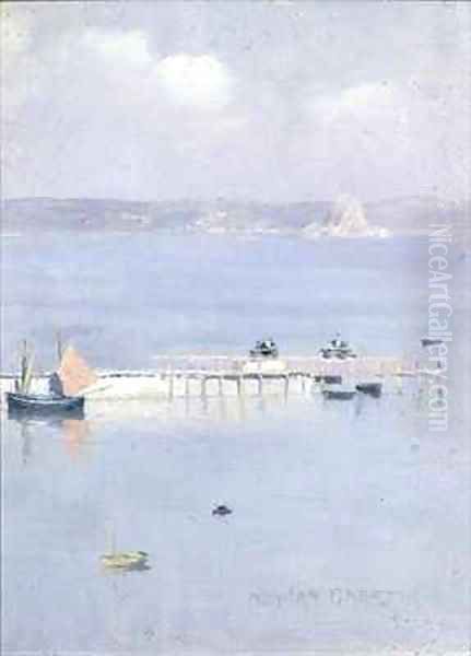 A View of Mounts Bay with the North Pier Oil Painting by Norman Garstin